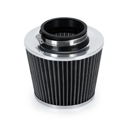 Universal 3 Air Filter & Cold Air Intake Pipe Kit with Cone Filter (Silver)