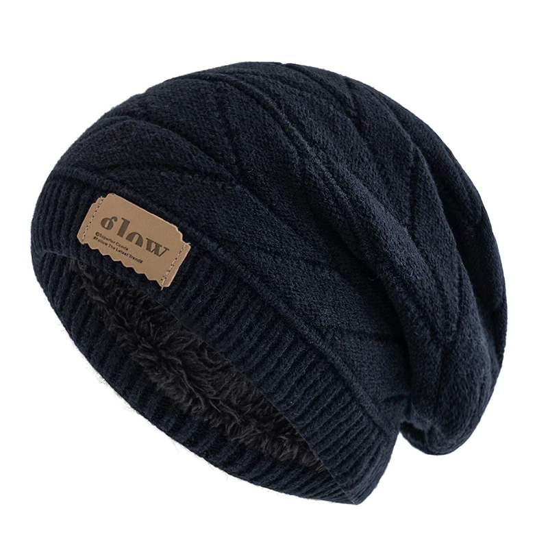Neue Unisex Beanie Hüte für Männer und Frauen Outdoor Ski Sport Winter Hut Brief Label Dekor Plüsch Pelz gefüttert warme Strickmütze – Detail 11