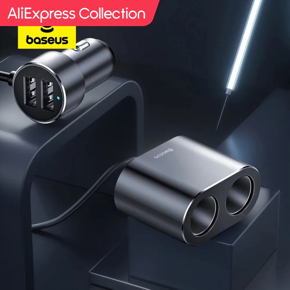  AliExpress Collection Baseus 3.1A Dual USB Car Charger 2 in 1 Car Cigarette Lighter Splitter 95W Charger Power Adapter for 