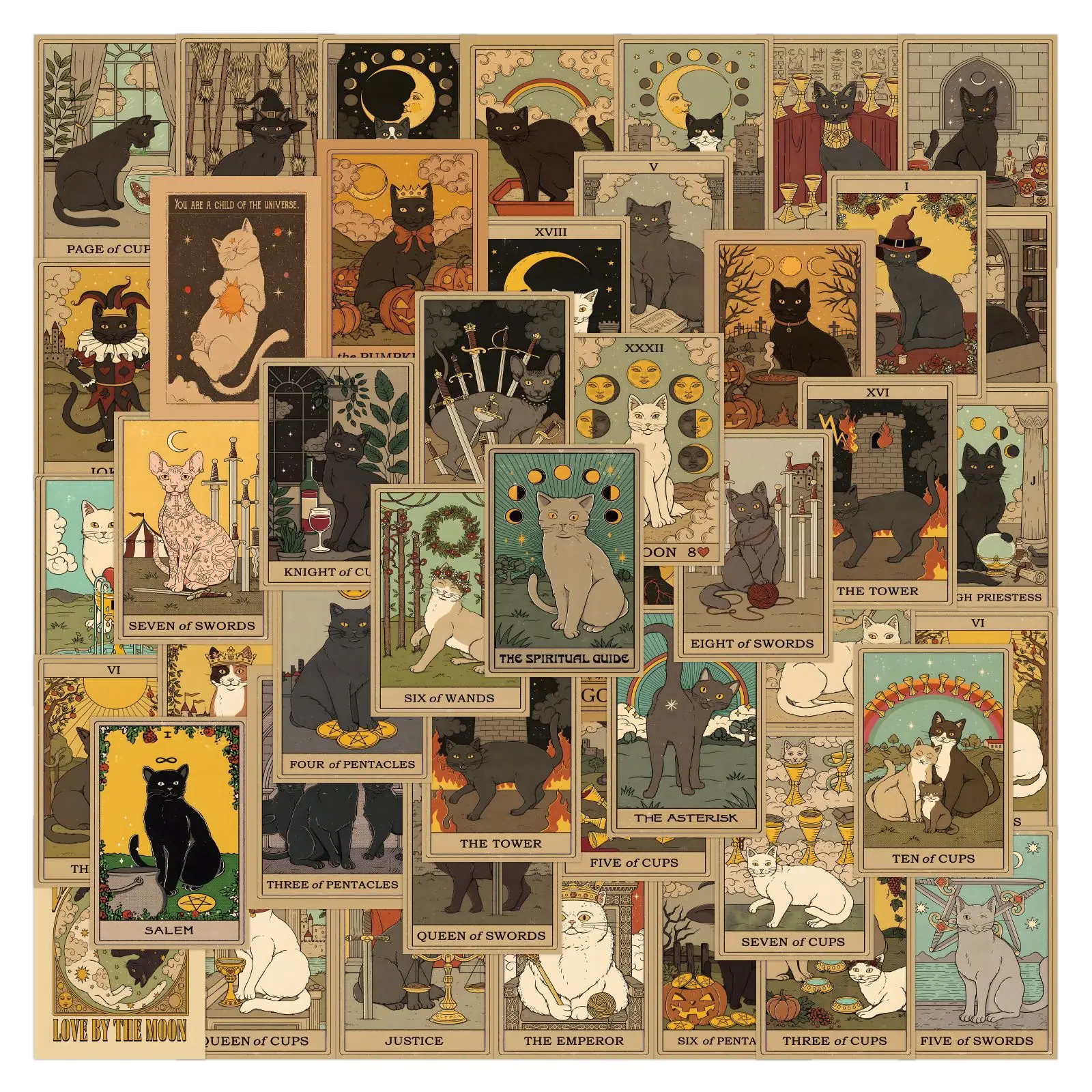 

Новинка 2024, наклейка с котом и таро, граффити, мультяшный стикер, компьютер, чемодан, шлем, гитара, автомобиль, игрушка, наклейка на стену, украшение