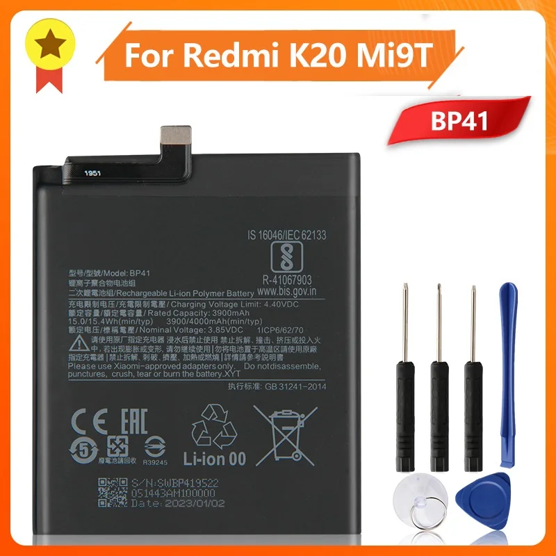 

Сменная батарея BP40 BP41 для Xiaomi Redmi K20Pro Mi9T Mi 9T Pro K20, Премиум перезаряжаемая батарея 3900 мАч + инструмент