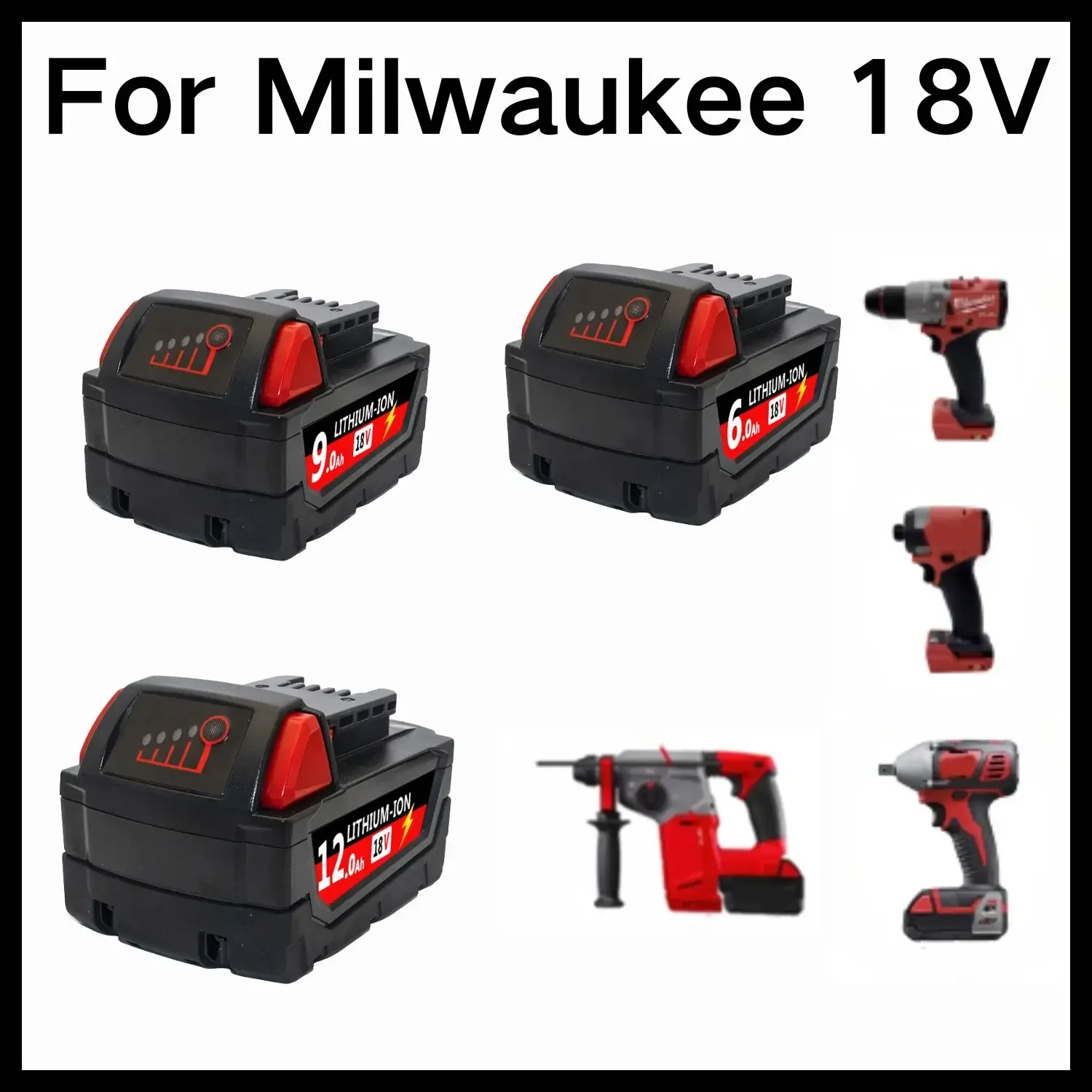 

18V For Milwaukee M18 Battery M18B6 XC 9.0 Ah Li-Ion 48-11-1860 48-11-1852 Or 48-11-1850 48-11-1840 Cordless Power Tools