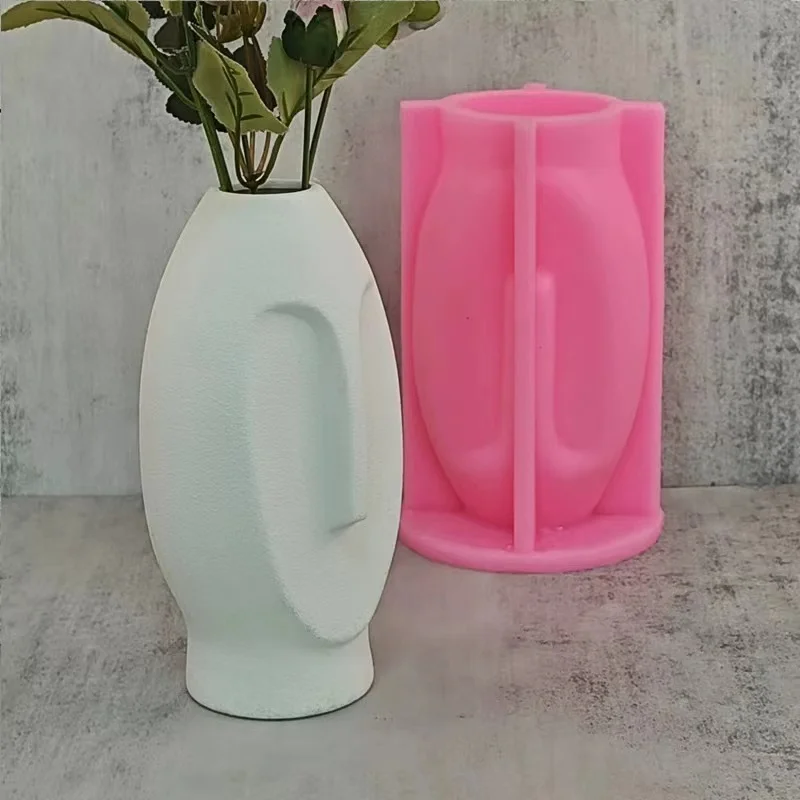 DIY Epoxy Resin Silicone Vase Mould Face Flower Pot Concrete Gypsum Clay Pouring Silicone Mould Home Gardening Decoration Gift