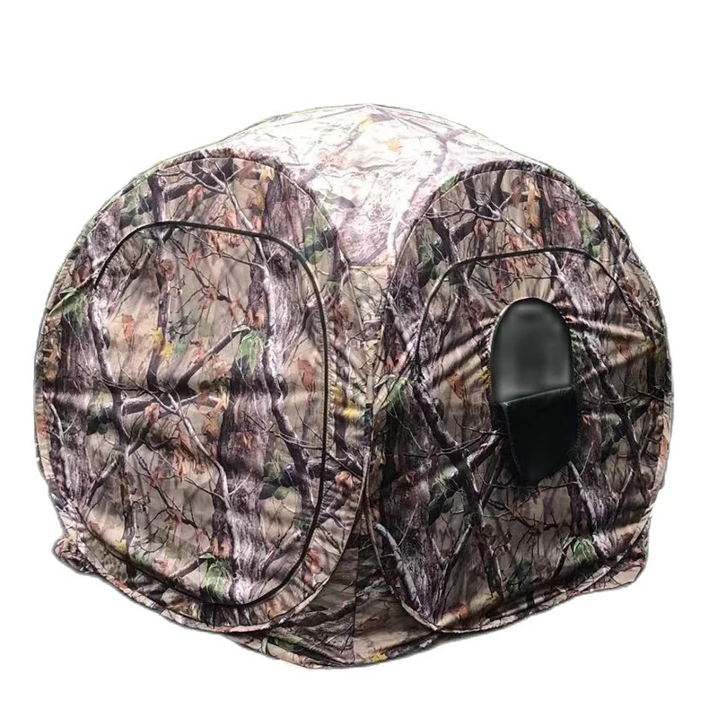 Tente observation photo pêche 2 personnes - Camouflage noir pour ornithologie et pêche mobile