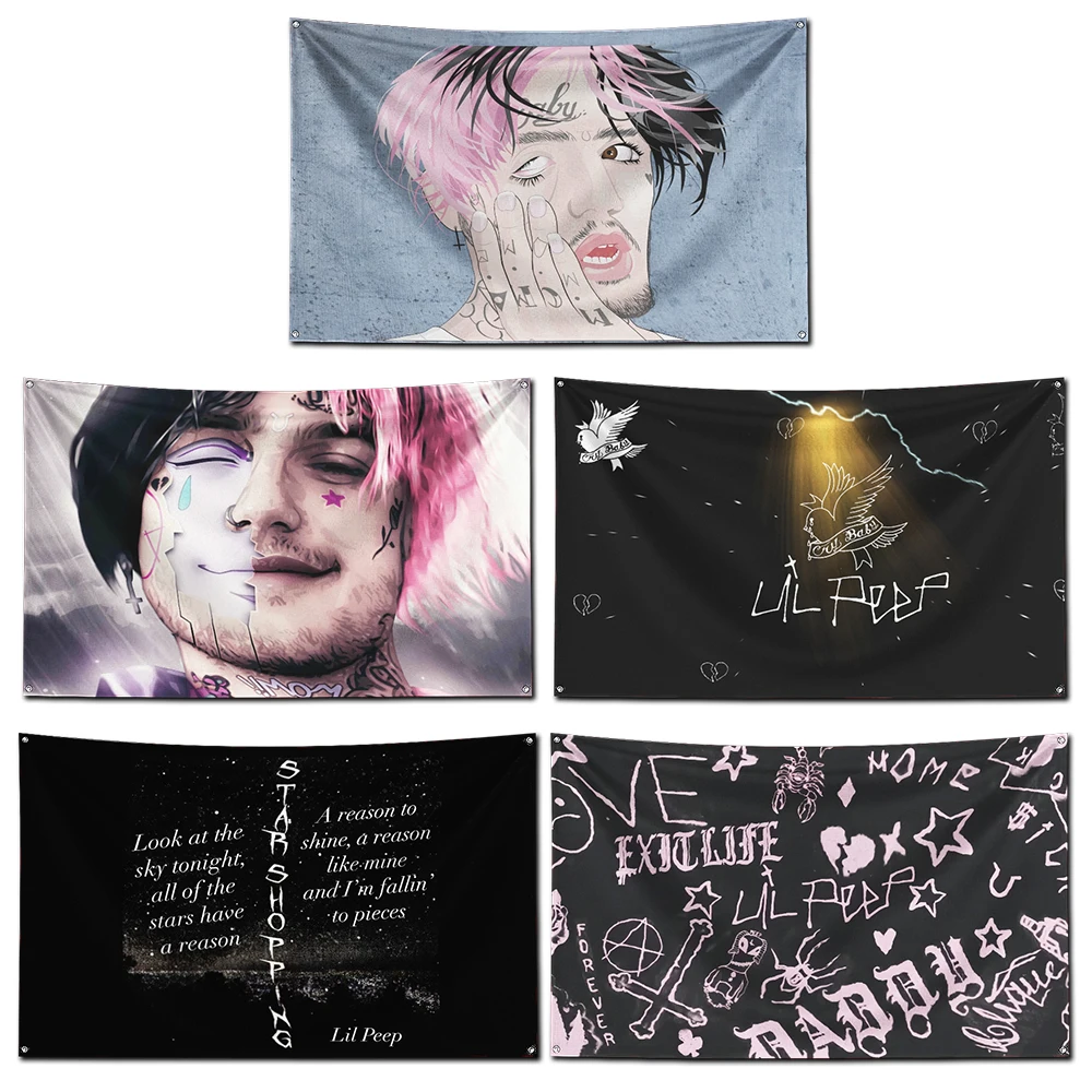 

3x5 Ft Lil Peep Look At The Sky Art Flag Polyester Digital Printing Banner for Garage Wall Art Out Door Tapestry Decoration