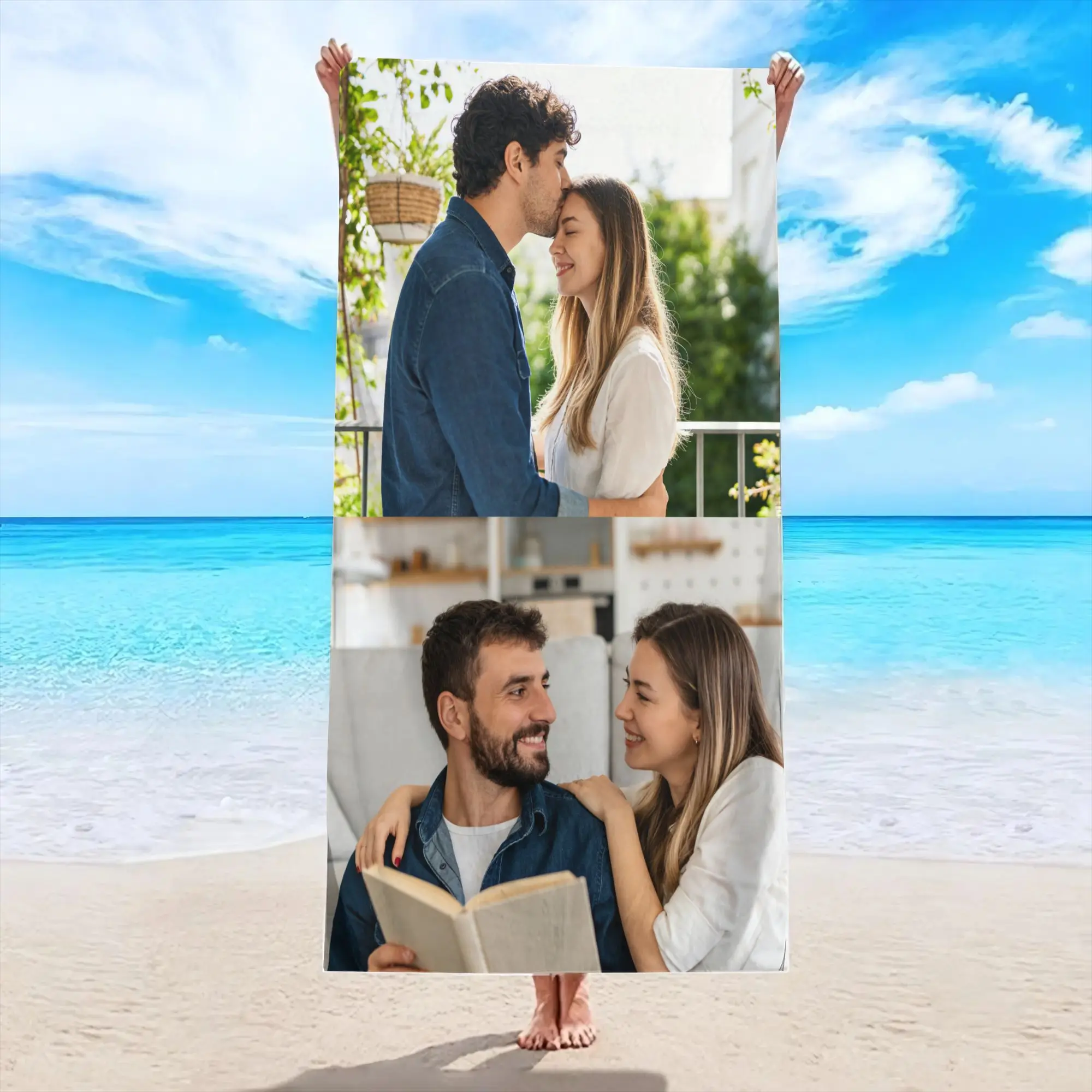 Custom Photo Beach Towel Soft Microfiber Lightweight Polyester Towel Anti-Sand For Family Friends Party Quick-Drying Bath Towel