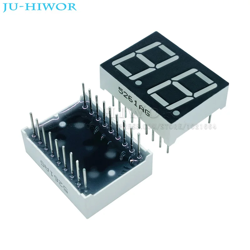 10pcs 18Pins 5261AG 5261BG 0.56 Inch 2 Digit Bits 7 Segment Yellow Green LED Digital Display Digitron Common Anode Cathode led digital tube display