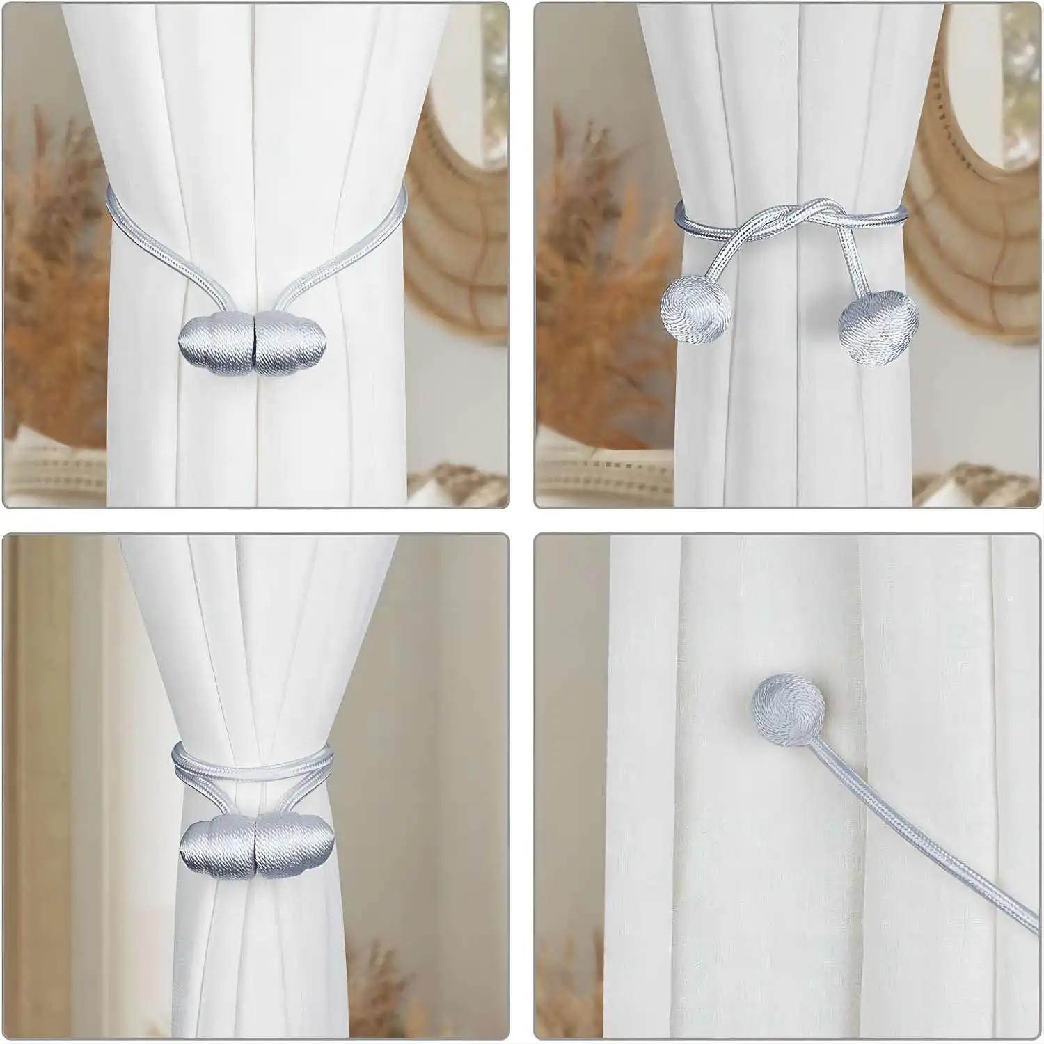 Magnetic Curtain Laces Home Curtain Buckles Straps for Fixed Curtains and Curtains Suitable for Home Decoration Bedroom and Living Room 2 Pieces