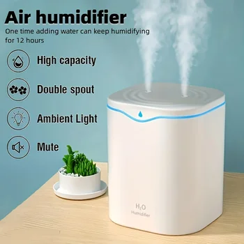1 Mute 2000ML Large Capacity USB Humidifier With Fog Volume, Single/double Spray Air Purification Desktop Aromatherapy Seve 1