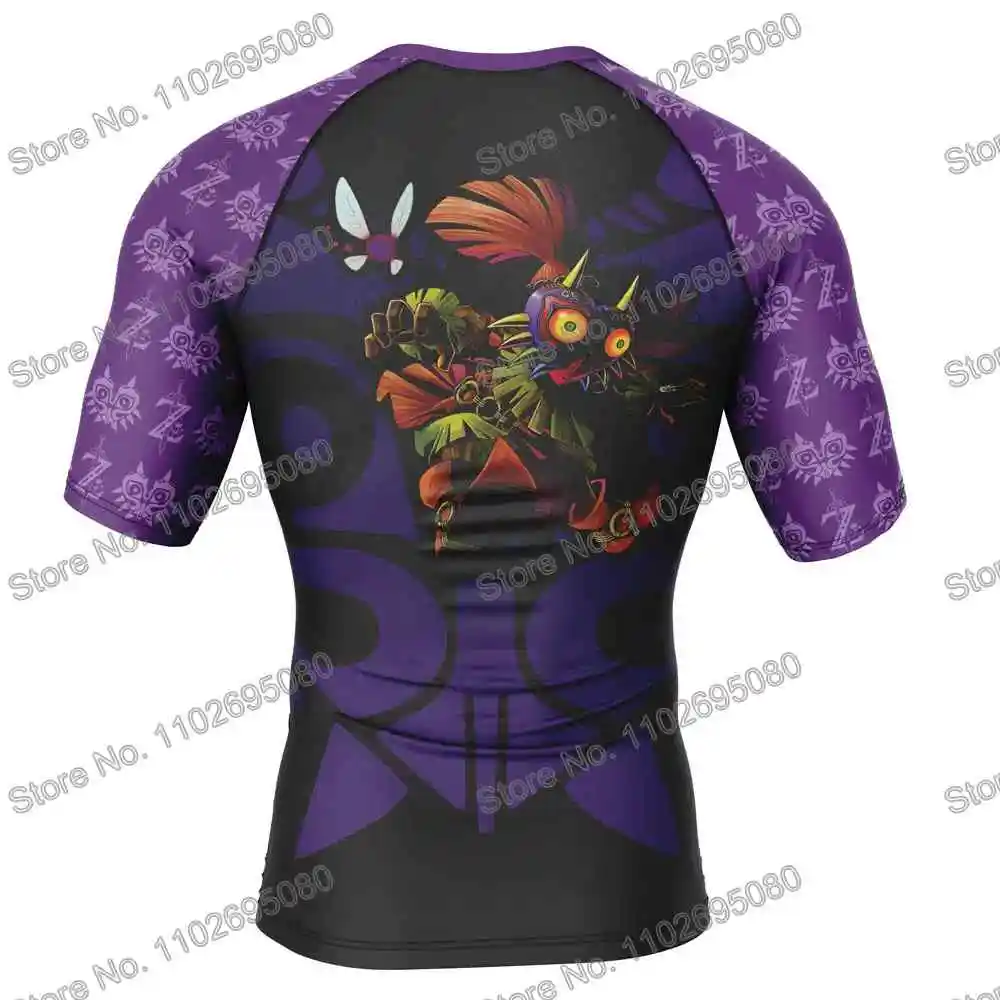 Majora Mask Surf Clothing BJJ MMA Men Rash Guard Short Sleeve Diving T-Shirt Tight Swimwear Summer Beach Floatsuit Women GYM