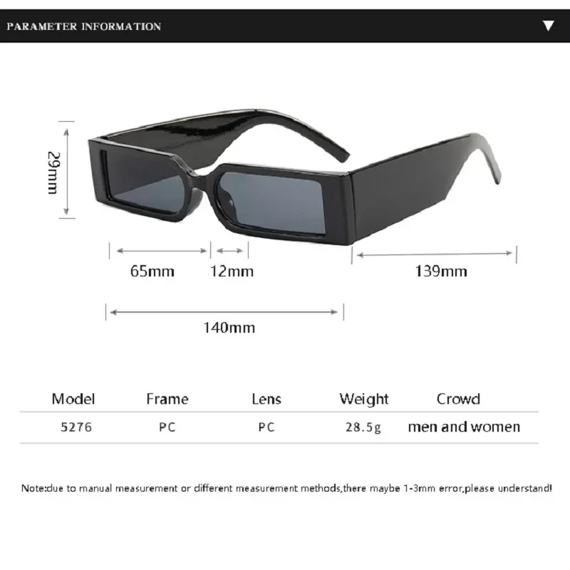 Rectangle Fashion Sunglasses Man Hip Hop Vintage Designer Small Frame Personality UV400 Eyewear