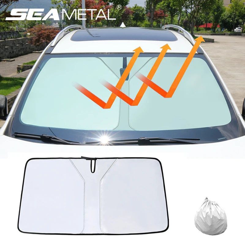 Seametal Foldable Car Windshield Sun Shade Front Window Curtain Summer