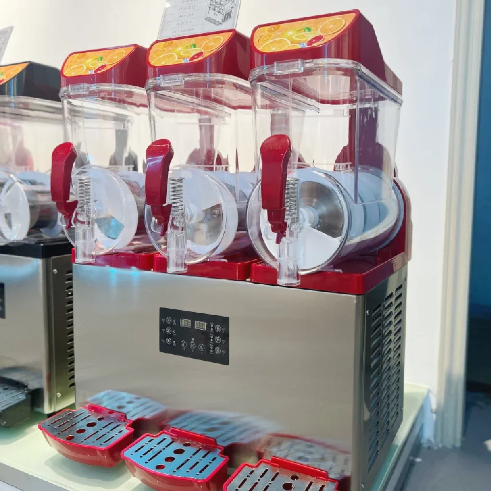 Commercial 3 Tank Beverage Dispenser Electric Cold Drink Machine Stainless Steel Slush Machine