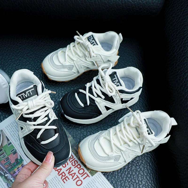 

Children 2024 Spring and Autumn New Boys Plus Cotton Casual Board Shoes Girls Soft Sole Single Student Running Shoes