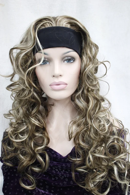 

New Women Wig Long Curly Wave Wig 3/4 Half Wigs Headband Cosplay Ladies Wig