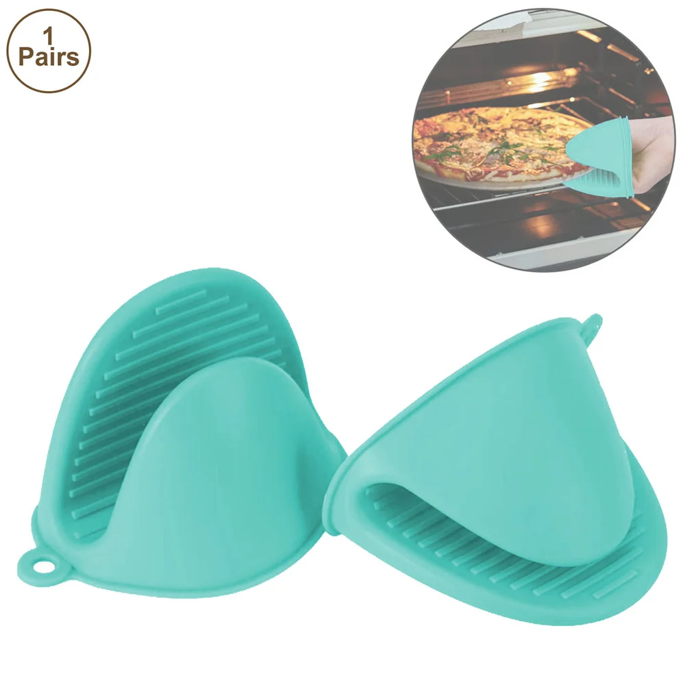 2pcs Silicone Mini Oven Gloves Heat Insulation Hand Clip Anti-scald Microwave Gloves Non-slip Gripper Pot Holder Kitchen Tools