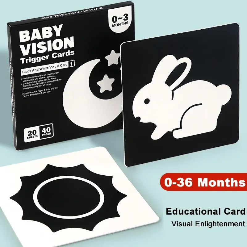 Montessori Baby Visual Stimulation Cards High Contrast Flash Card Infant Visual Early Education Learning Toys For Newborn Gifts 6