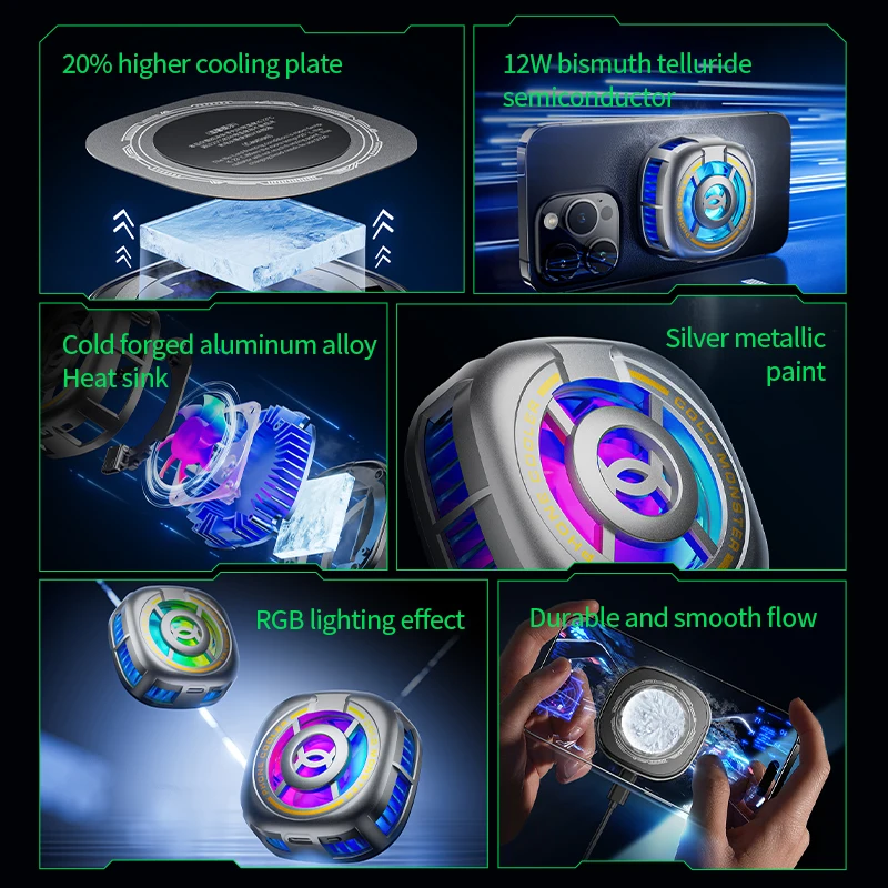 PLEXTONE EX2 ULTRA Magnetic phone heat sink semiconductor cooling device tablet iPad live streaming dedicated mute phone cooler,mobile radiator