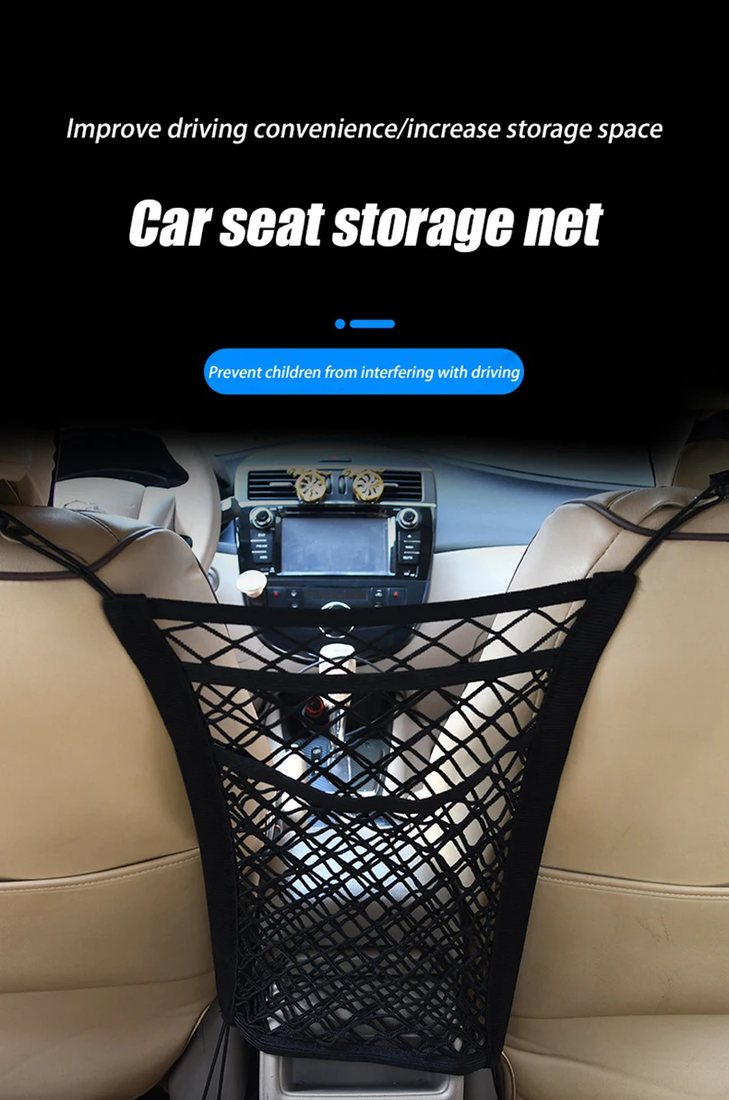Car Interior Trunk Seat Back Elastic Mesh Net Car Styling Storage Bag Pocket Cage velcro Grid Pocket Holder Accessories Trun
