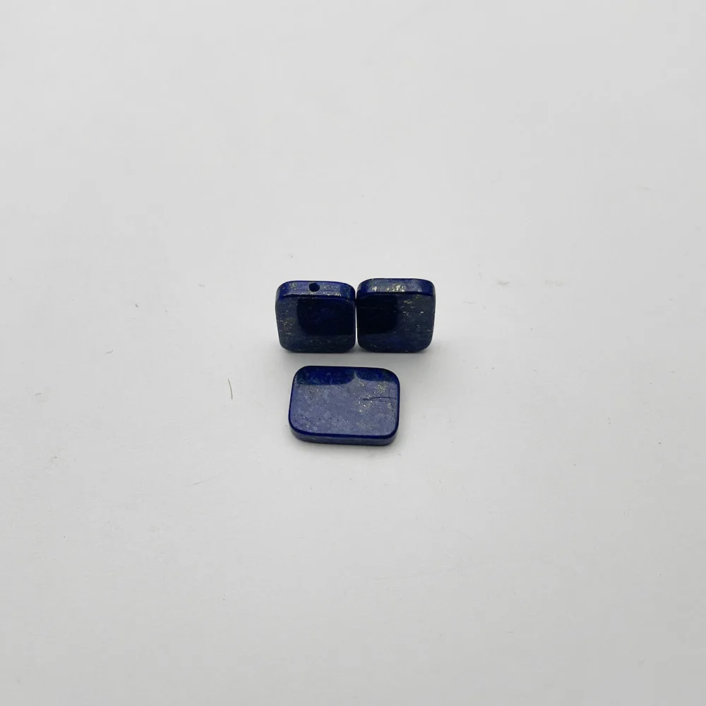 천연석 청금석 더블 플랫 바텀 스퀘어 카보숑, 13x18mm, 12PC 링 목걸이, DIY 목걸이 액세서리, 1mm 하프 홀
