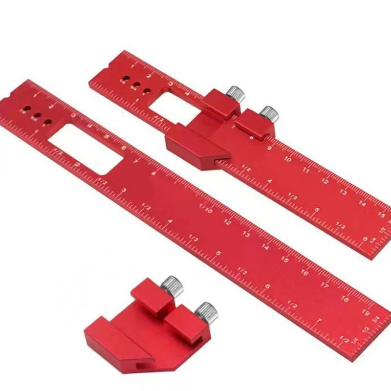 Multi-functional Carpentry Precision T Type Ruler, Pocket Sized Metric Inch Measuring Tool