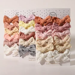 12/16pcs Embroidery Cotton Hair Bow Hair Clip Kids Fashion Print Barrette for Baby Girls Sweet Hairclip Hair Accessories Gift