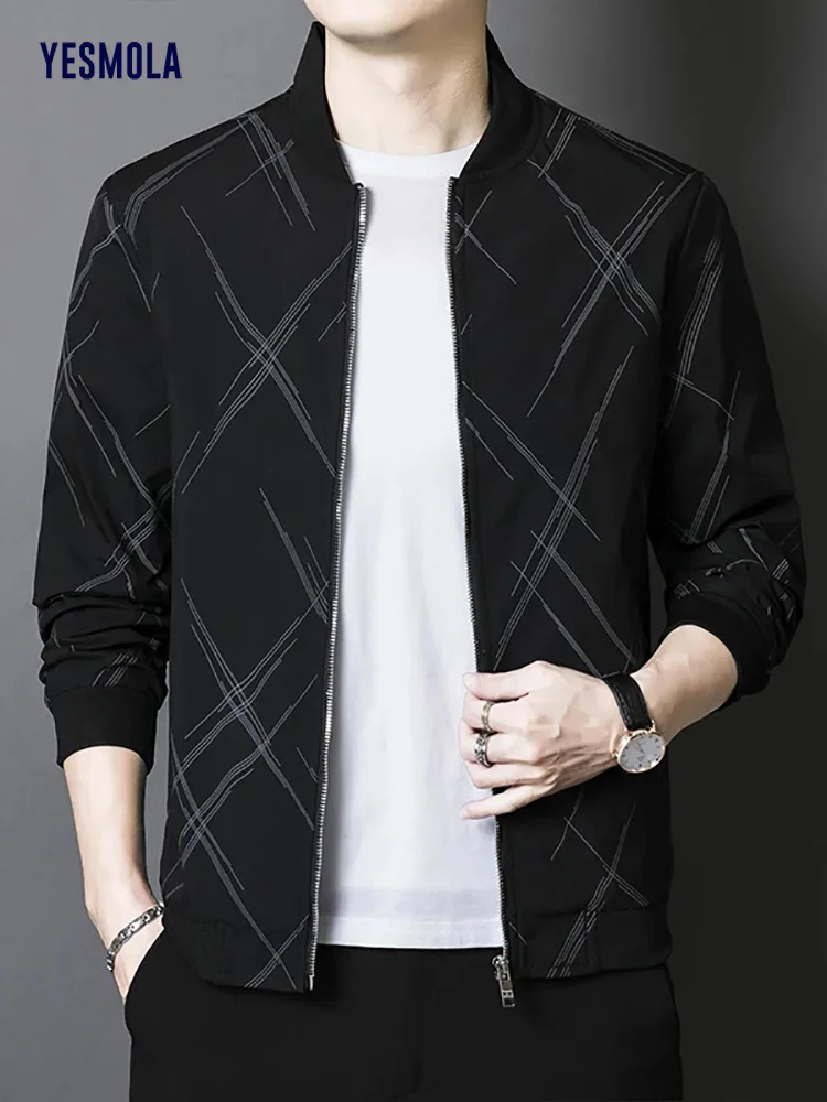 

Men Jacket Brand Clothing Casual British Style Thin Jackets Autumn New Men's Solid Color Comfortable Coat Bomber Jacket for Men