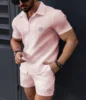 2025 Men's casual shirt two-piece set, New summer Fashion lapel shorts short sleeve Loose outdoor Sports Beach Suit 5