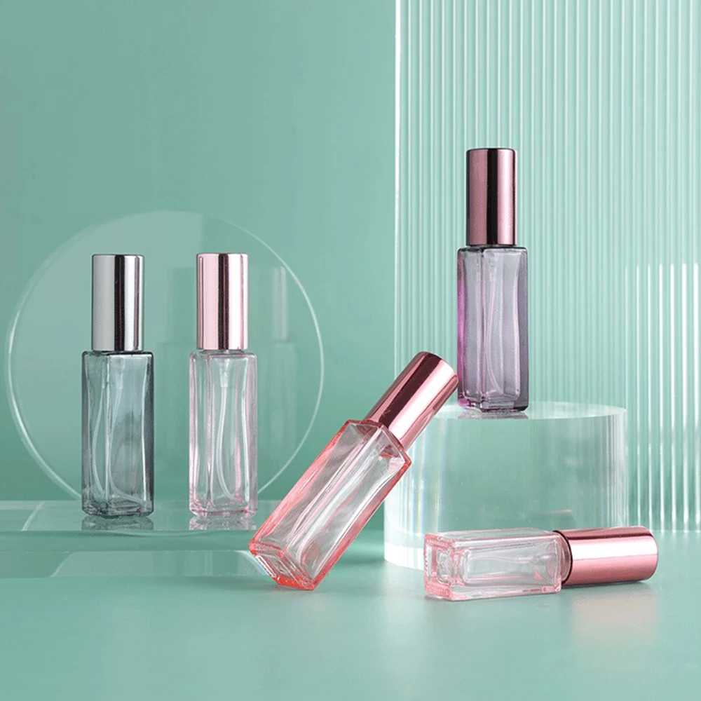 Transparent Square Glass Spray Perfume Bottle - 10/20ml Refillable Travel Atomizer