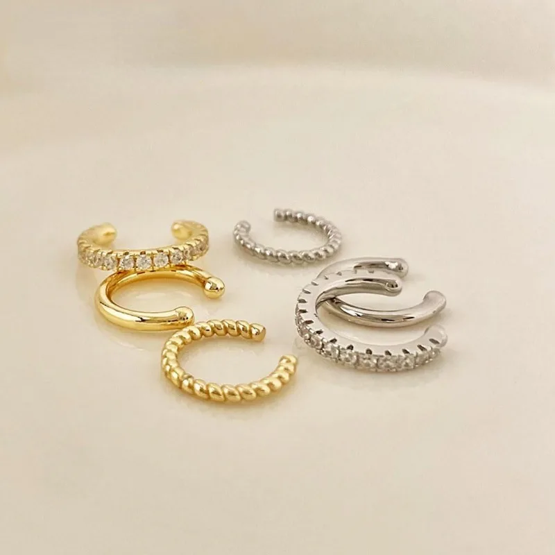 Ear Cuff Earrings for Women Non Piercing 14K Gold Plated Trend Cubic Zirconia Earrings Daily Wear Jewelry