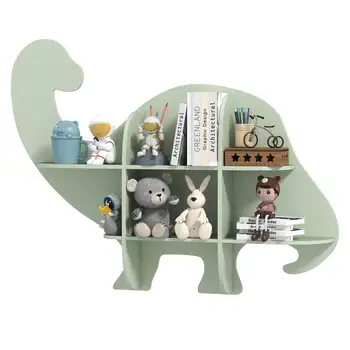 2-Tier Floating Dinosaur Kids Bookshelf Wall-Mounted Nursery Book Shelf 1
