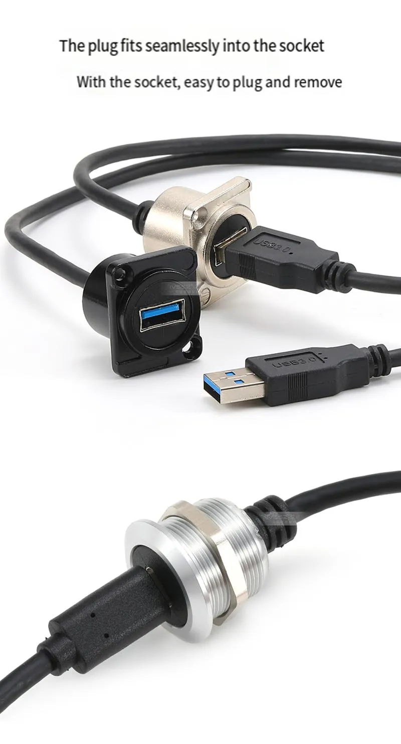 Industrielle USB-HDMI-Typ-C-D-Typ Frontplattenmontage mit Verlängerungskabeln für Auto-PC, Industrie-Computergehäuse, Server-Chassis – Detail 2