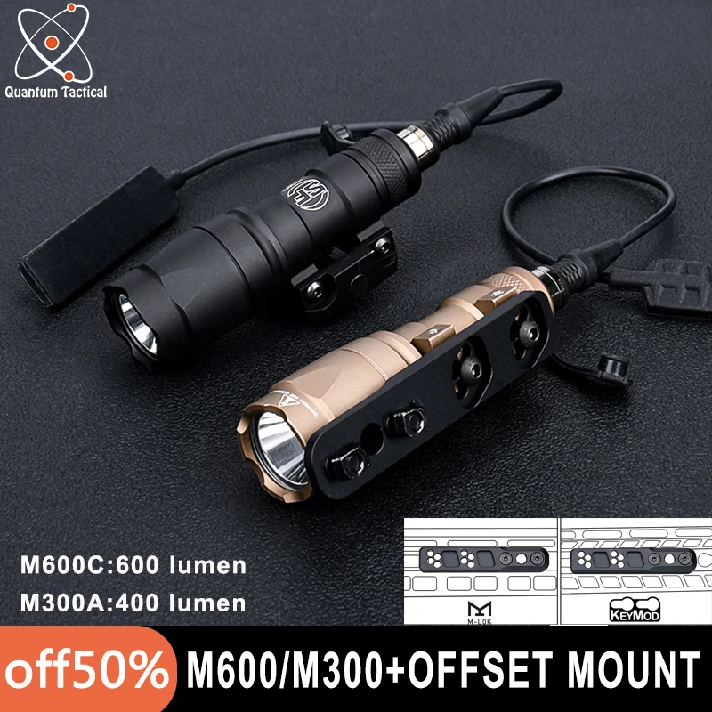 

Surefir M300 M600 Tactical Flashlight Thornta Mlok Keymod InlineLight Offset Mount M600C Hunting Weapon Scout Light Base Airsoft