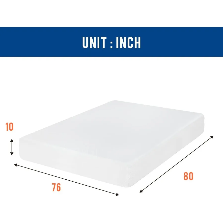10 Inch King Mattress Medium Firm Gel Memory Foam Mattress White Bed in a Box CertiPURUS Certified Pressure Relief Cooling Vent