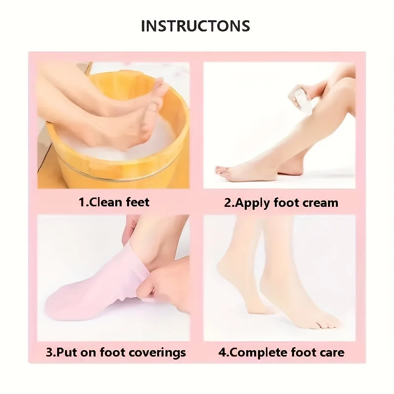 Feuchtigkeitsspendende Silikonsocken für trockene, rissige Füße – Hornhautenthärter mit Aloe Vera, feuchtigkeitsspendendes Fuß-Spa-Werkzeug – Detail 2