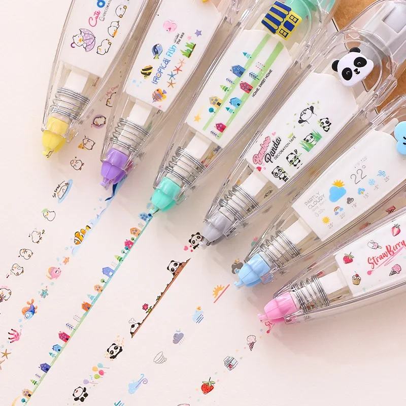 Cartoon Kawaii Correction Tape for Children Students Staff Press Type Correction Tape Paper Stationery DIY 1pc