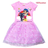 Dessin animé vrai et le royaume arc-en-ciel Costume bébé filles mignon robe d'été enfants fête de mariage habiller enfants princesse robes 5