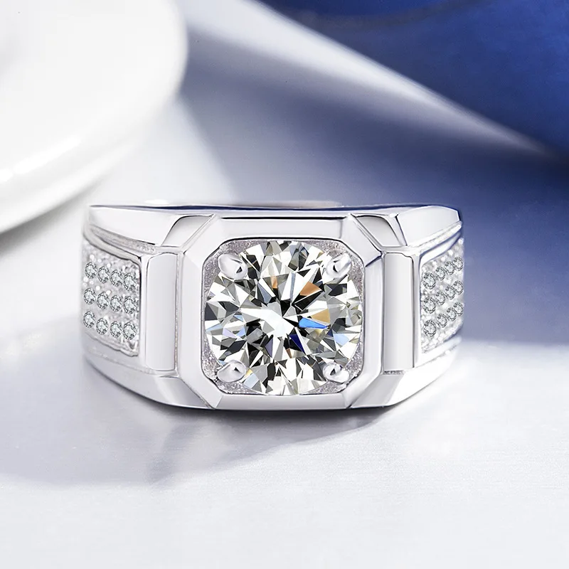 Silver Wedding Ring Men Adjustable 925 Sterling