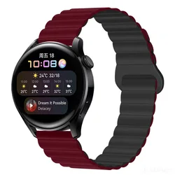 Magnetic Loop Silicone Watch Strap - Premium Adjustable Band for Galaxy 4 5 6 7 40mm (Wine Red Black)