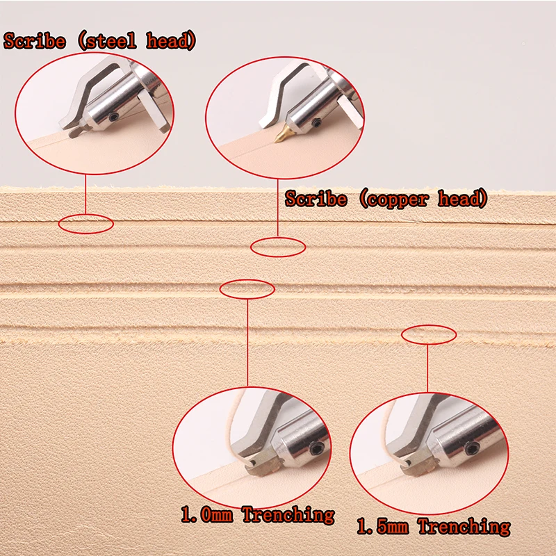 Aigaeer Leather Edge Bevelers Tool Kit (10 in 1 Pro Adjustable) Skiving Tool Set Groover Sew Creaser Sewing Kit Leathercraft