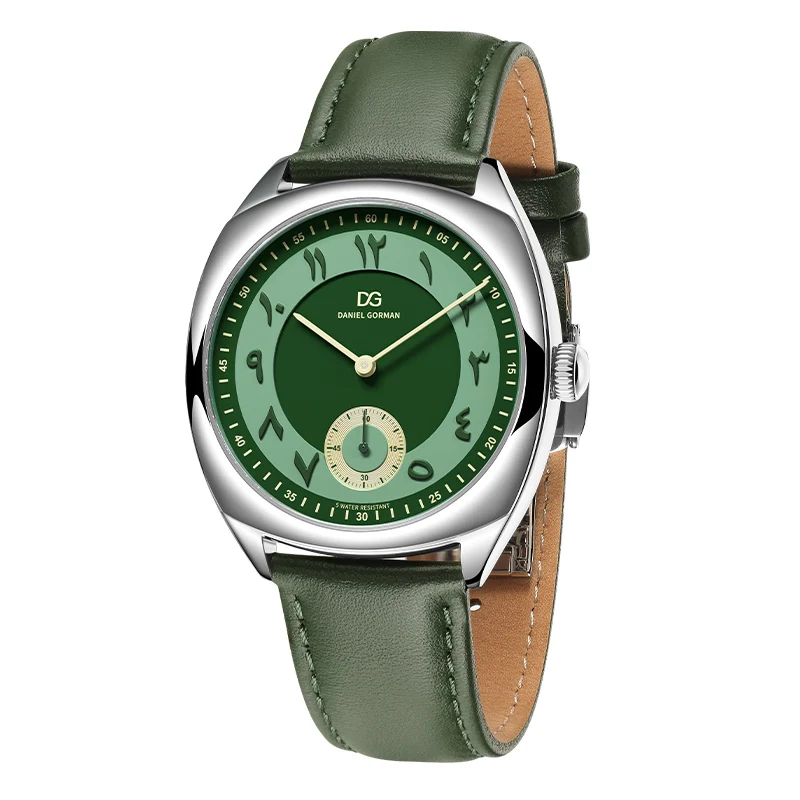 Daniel Gorman DG9520 Fashion Quartz Watches Luxury Green Genuine Leather Strap 5 ATM Waterproof Men Watch Couple Wristwatch