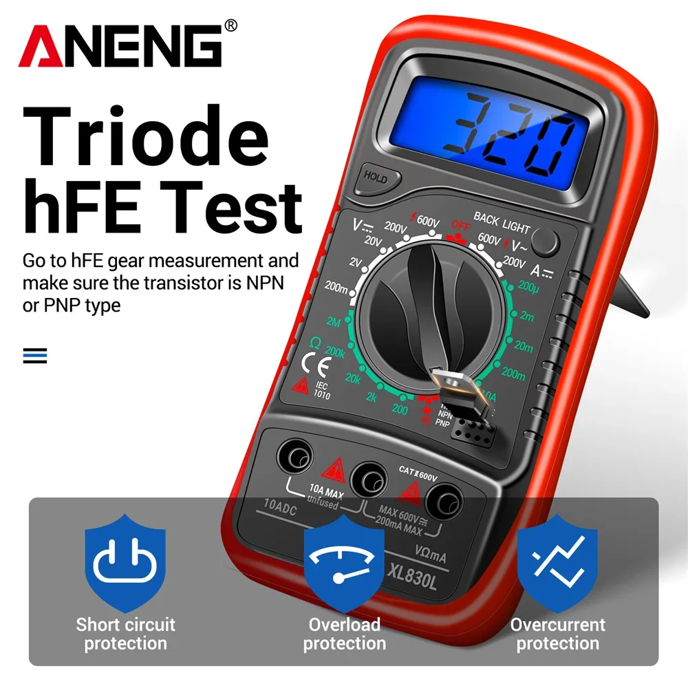 ANENG XL830L Digital Multimeter AC/DC Voltmeter Current Diode Triode Meter Tester Multimetro Resistance Electronic Test