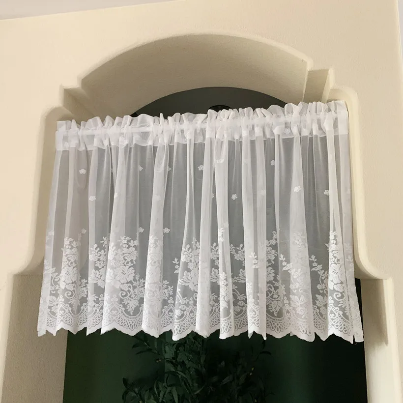 Sheer Curtains Window Curtains Decor Curtains Lace Curtains Light Filtering Curtains Lace Wave Short Tulle Half Curtains For Living Room Floating Sheer Valance Kitchen Cabinet Door Cafe Window Drapes Cortina