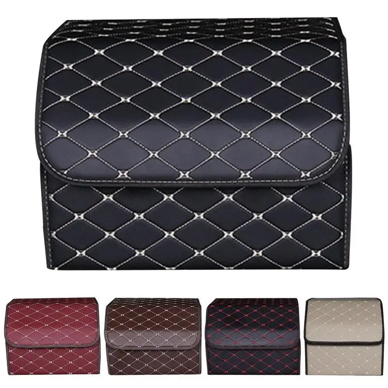 

Car Trunk Organizer Box Large Capacity Auto Multiuse Tools Storage Bag Stowing Tidying Leather Folding box for Auto Interior