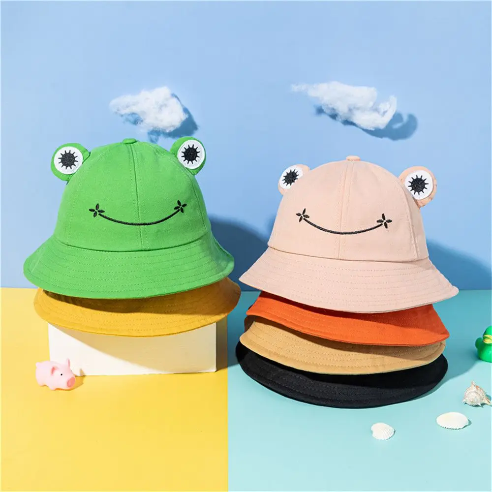 Soft Gifts Women Girls Fashion Sun Hat Frog Bucket Hats Cartoon Cap Fishing Cap ladies bucket hat