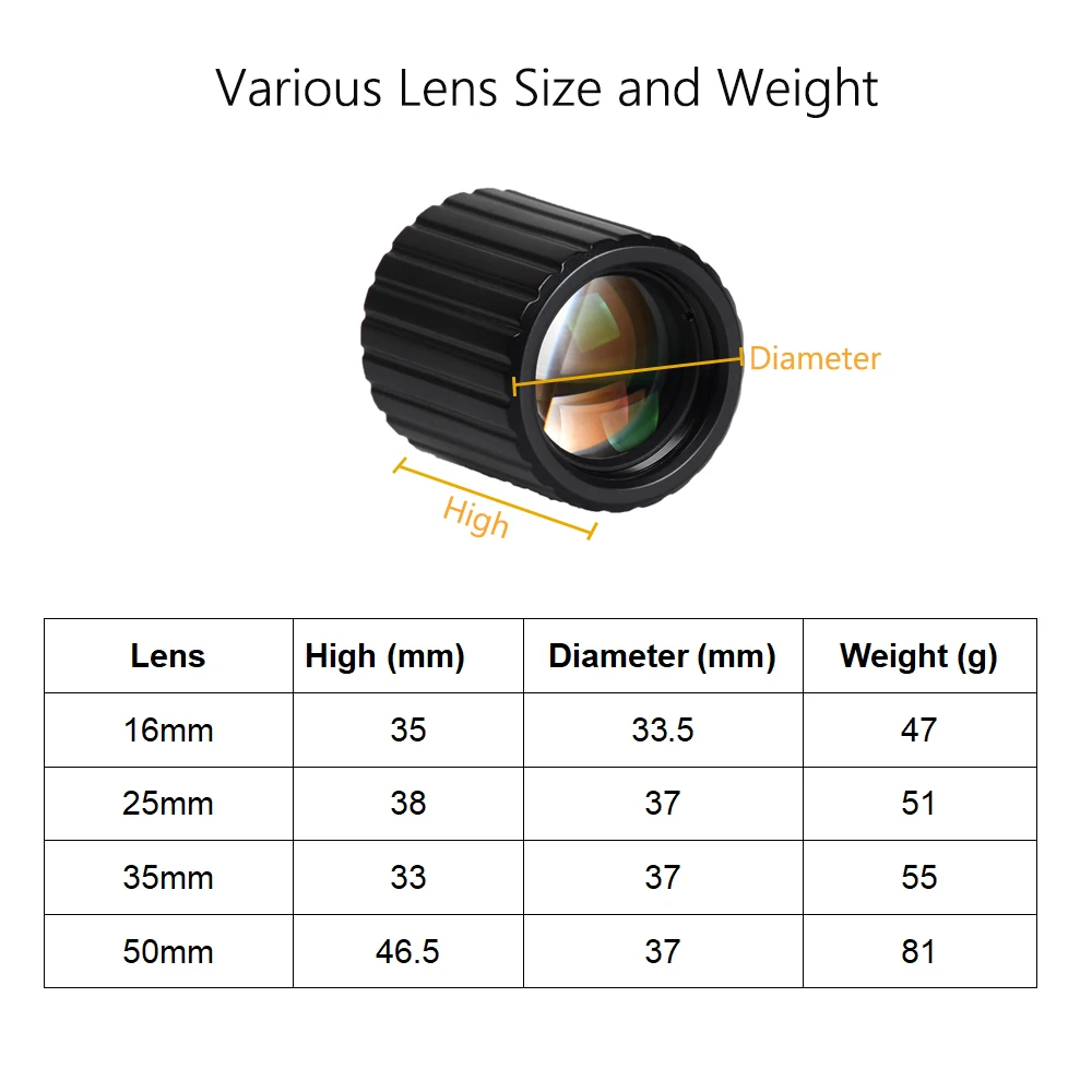 Hunting Camera Lens 16mm 25mm 35mm 50mm for Night Vision Scope M5 NK008