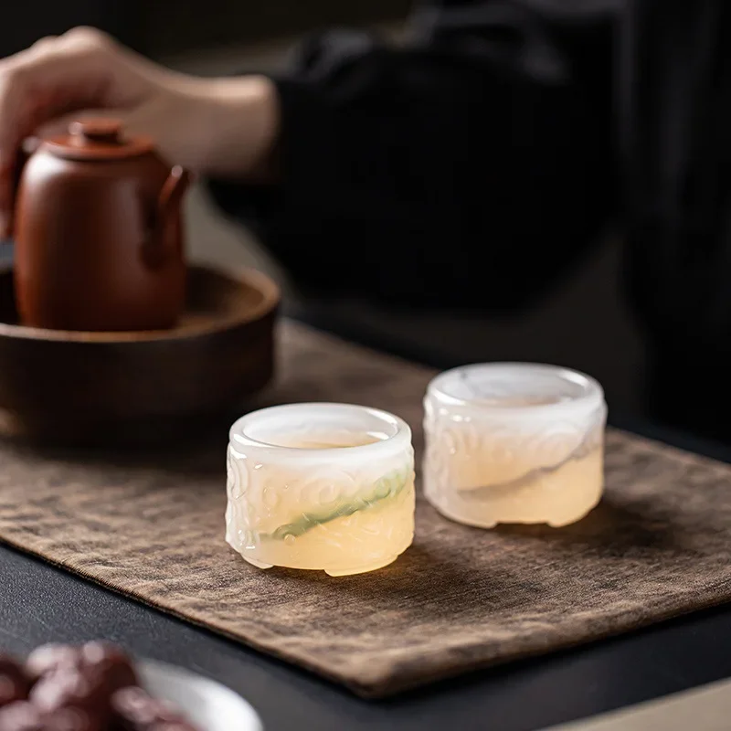 50ml Ceramic Tea Cups Exquisite Ice Carving Glaze Teacup Flower Fruit Tea Cup Baijiu Cup Sake Household Tasting Cups
