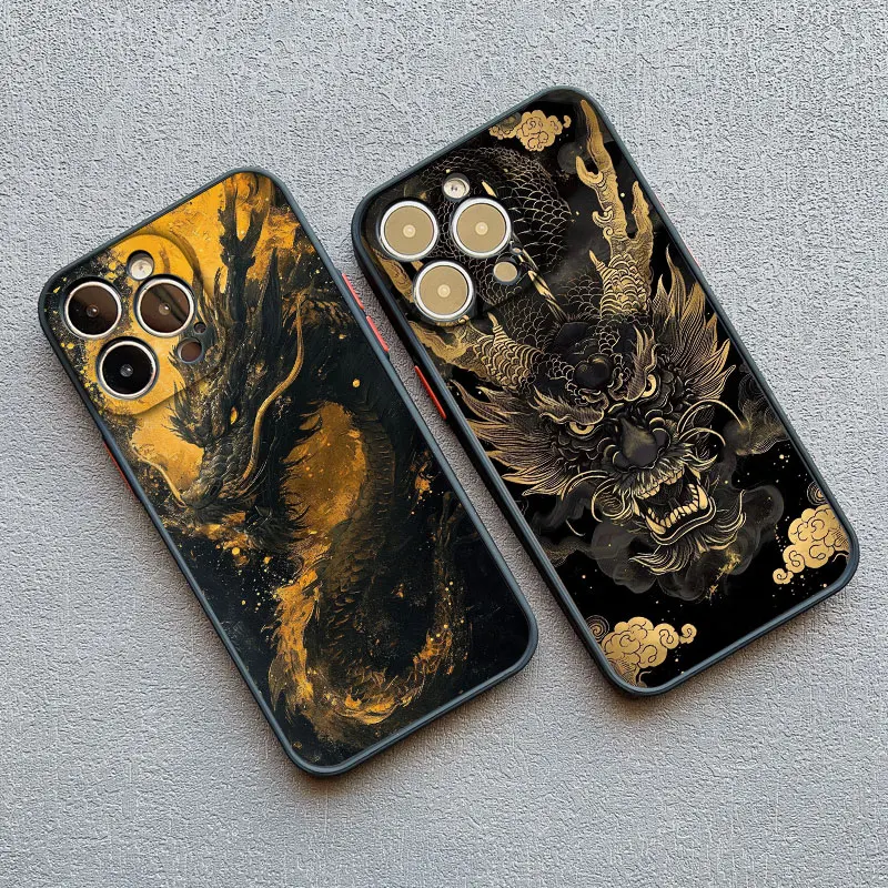 Golden Chinese Dragon Shockproof Phone Case - Elegant and Durable Protective Shell