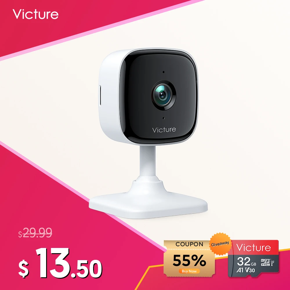 Victure PC440 WiFi , Baby Pet, 1080P Security Indoor Camera with 2-Way Audio, Manual Night Vision, Sound and Motion Monitor