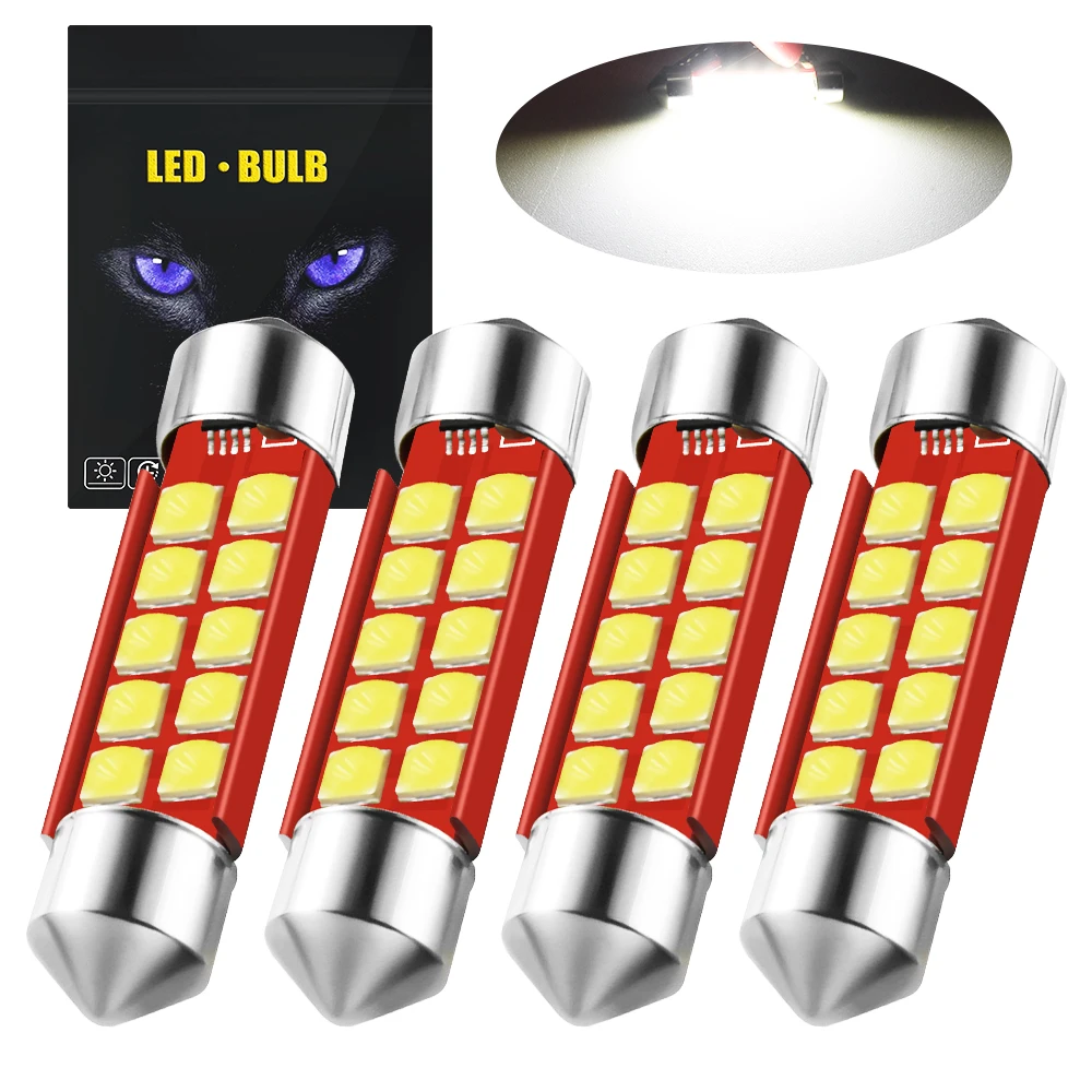 

4pcs 31/36/39/41mm C5W C10W LED Bulbs 3030 LEDs Chip White Lamp For Car Auto Interior External Dome Trunk License Plate Lights
